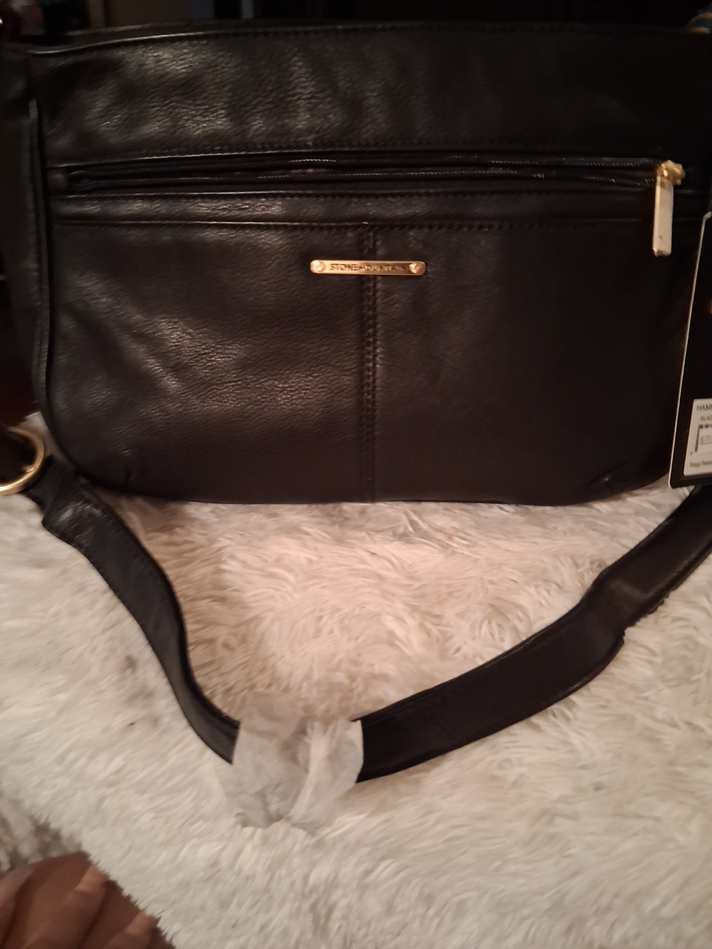 Stone Mountain Accessories Black Crossbody Bag with Gold Hardware